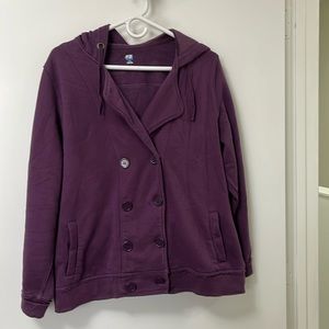 Purple fleece hooded sweatshirt